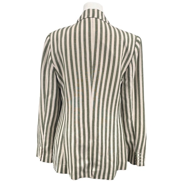 L'AGENCE Scout Striped Blazer, Olive/Cream, Size 8 - Picture 6 of 13